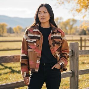 Thread & Supply Western Button Front Fleece Jacket Shirt Large